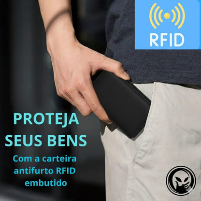 Carteira Masculina com Clipe para Dinheiro e Proteção RFID