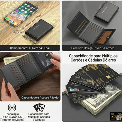 Carteira Slim com Botão – Elegância, Segurança e Organização