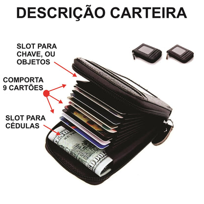 Carteira Porta-Cartões com Zíper – Compacta, Segura e Organizada