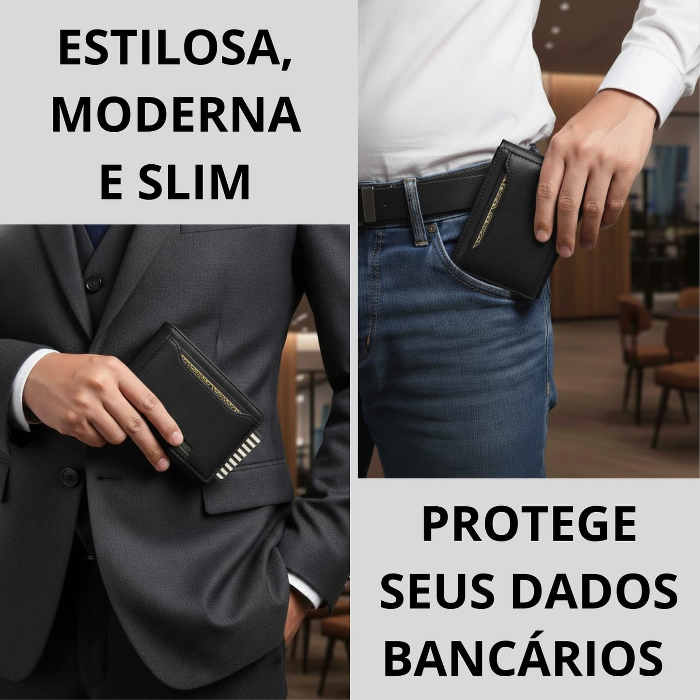 Carteira Slim com Proteção RFID – Compacta, Elegante e Segura
