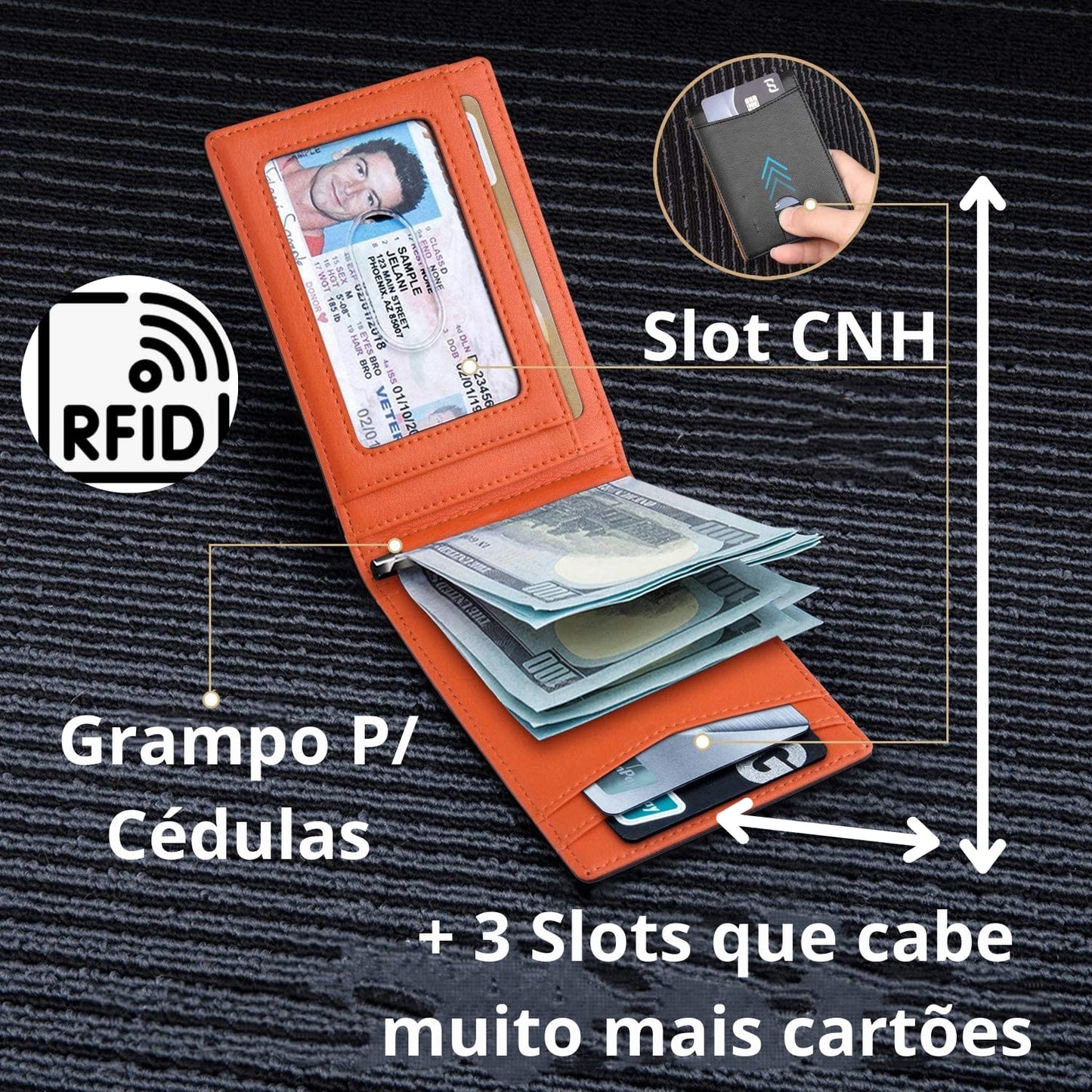 Carteira Masculina Antifurto RFID – Slim, Segura e Elegante