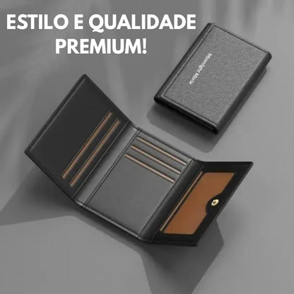 Carteira Slim com Botão – Elegância, Segurança e Organização