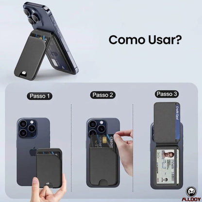 Carteira Magnética para iPhone com Suporte