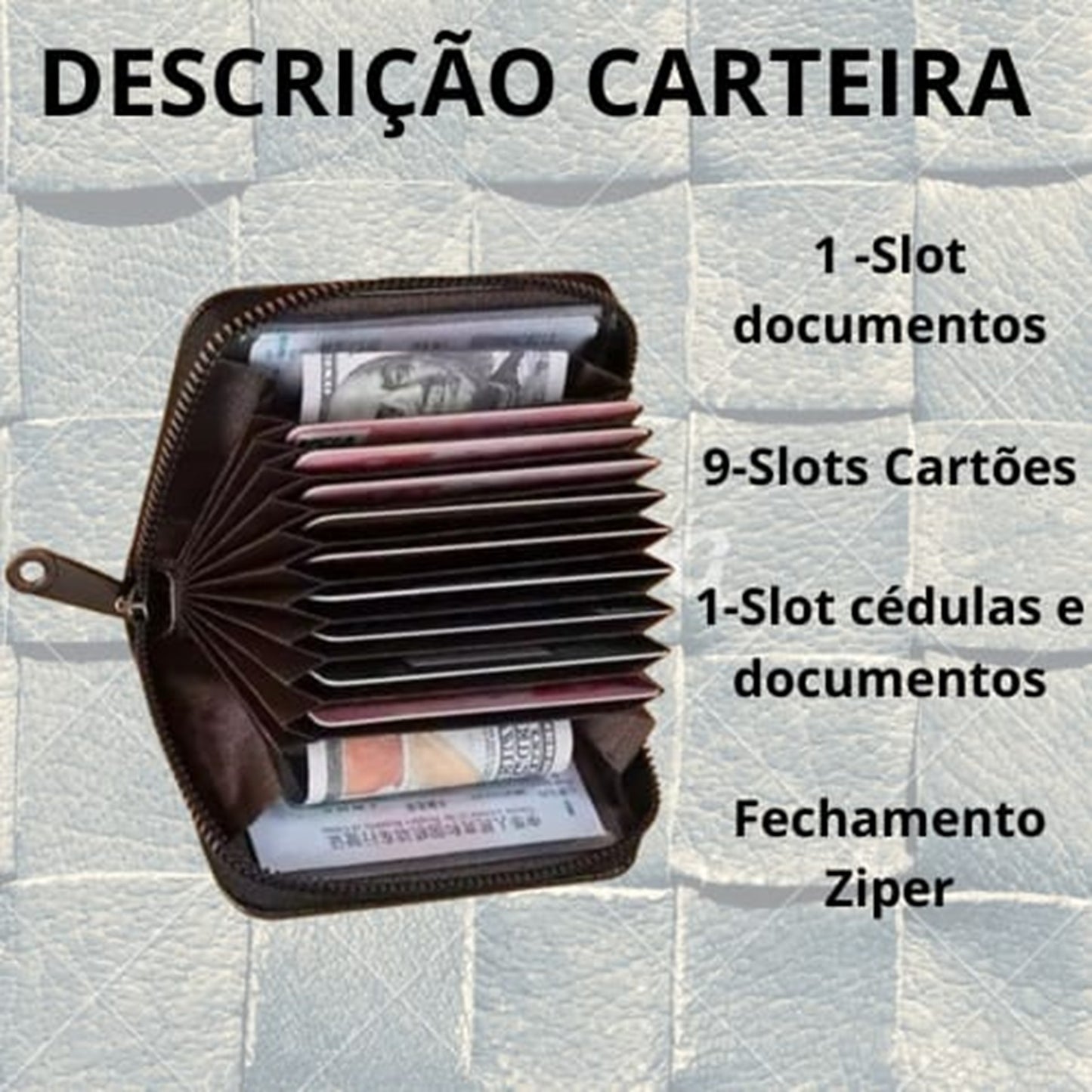 Carteira Porta-Cartões com Zíper