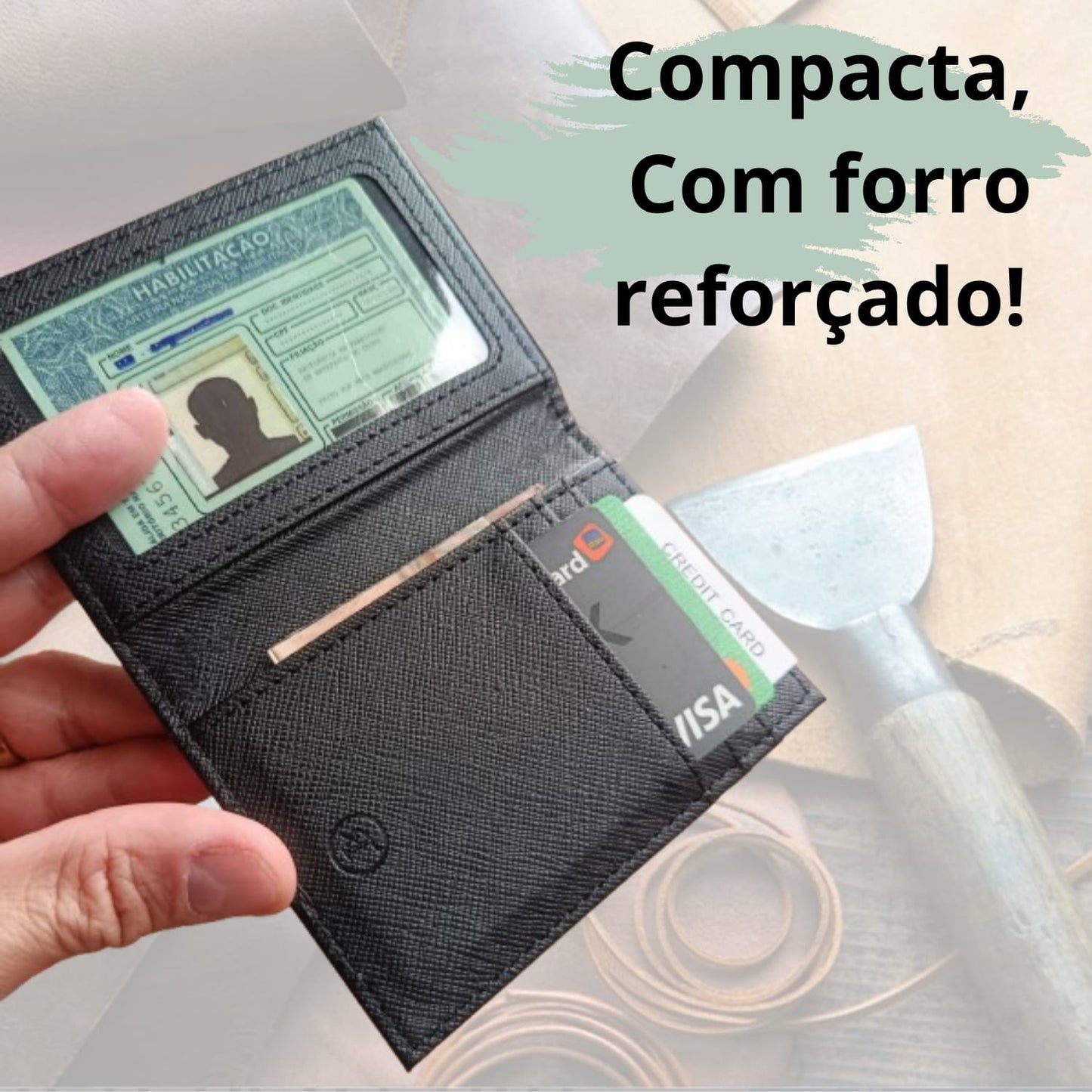 Carteira Slim Porta Cartão, CNH e RG Grande