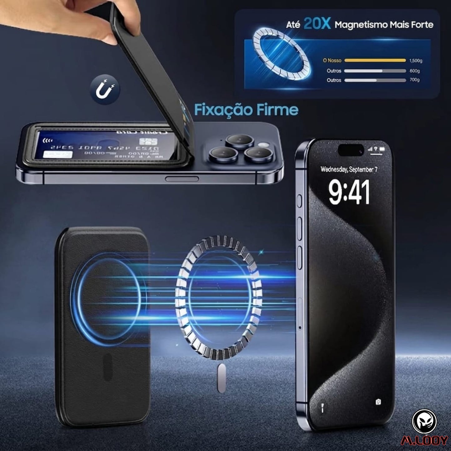 Carteira Magnética para iPhone com Suporte