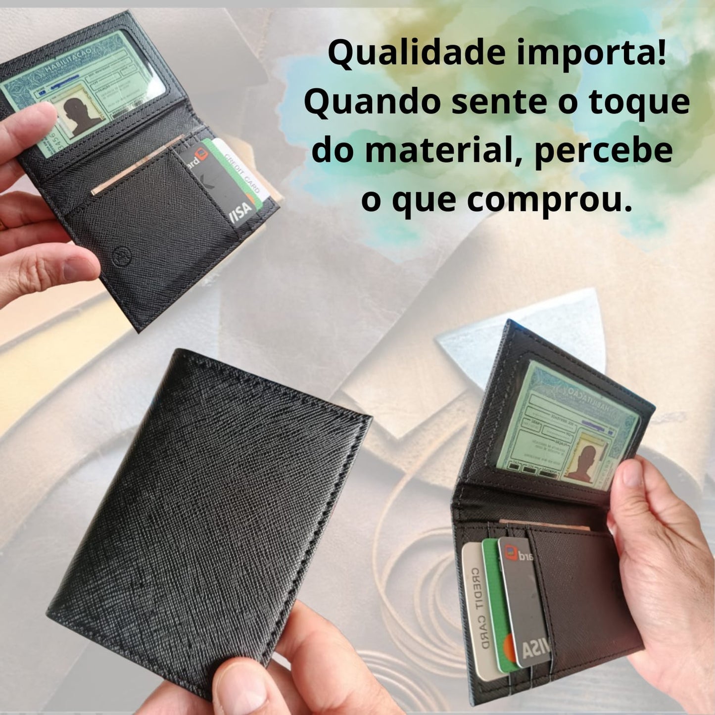 Carteira Slim Porta Cartão, CNH e RG Grande