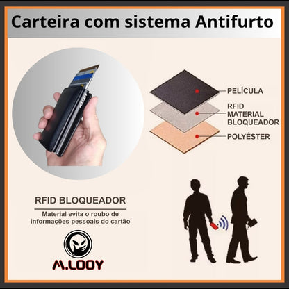 Carteira Antifurto RFID M.Looy com Fechamento Magnético